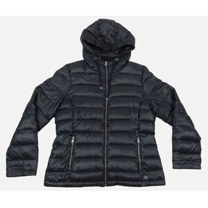 ANDREW MARC Packable Lightweight PREMIUM DOWN PUFFER JACKET COAT Shiny Black S